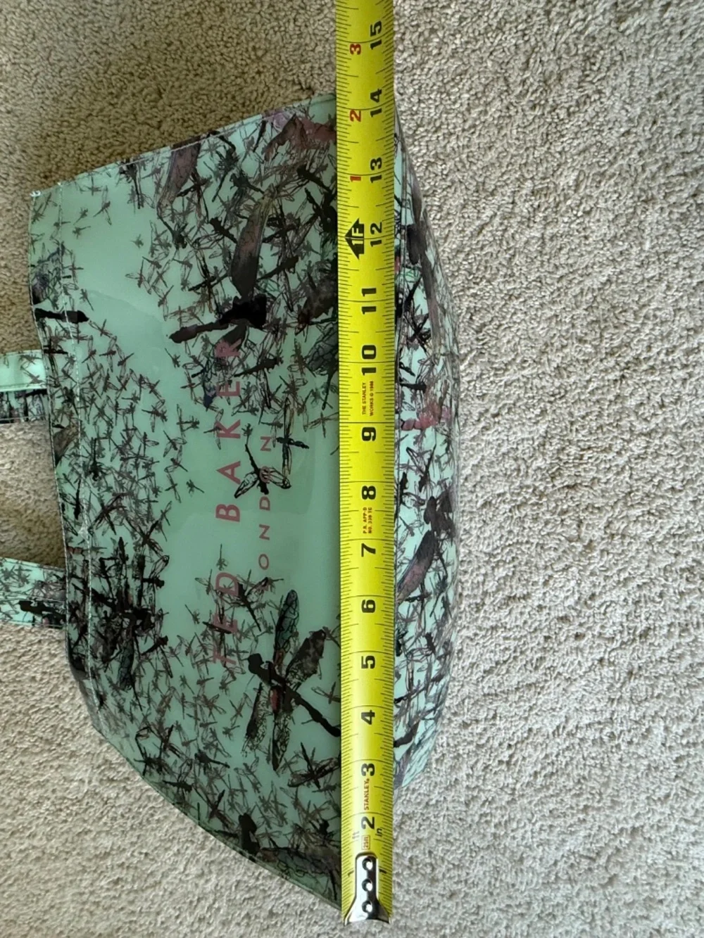Ted Baker Light Teal Dragonfly Tote Bag Lightweight Plastic Finish *Flawed*